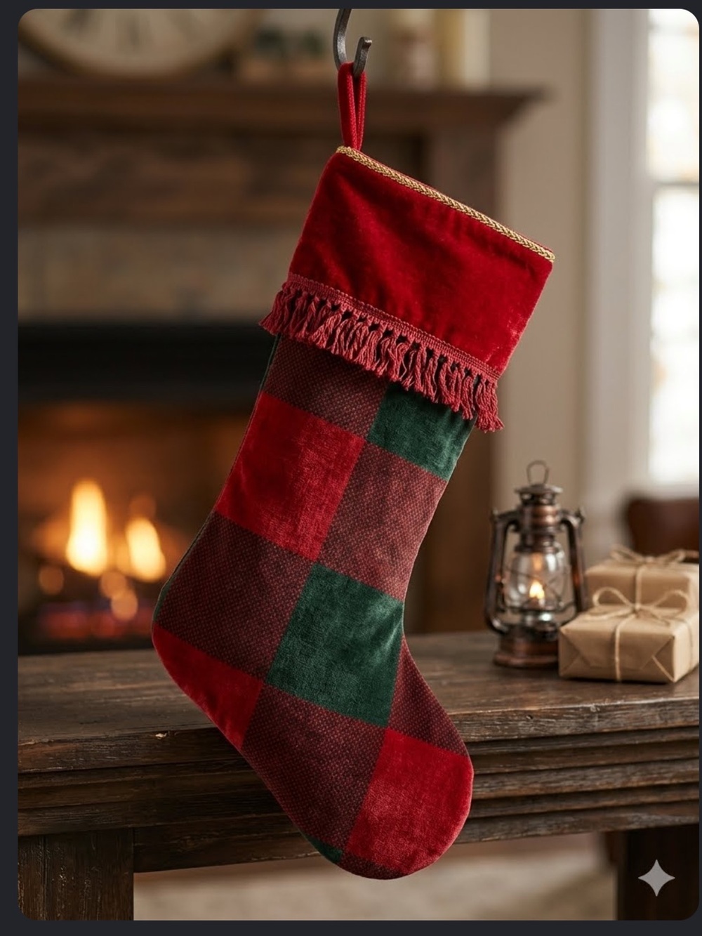 Cabincore Red and green Stocking buffalo plaid design by Advance Concepts Ltd.
